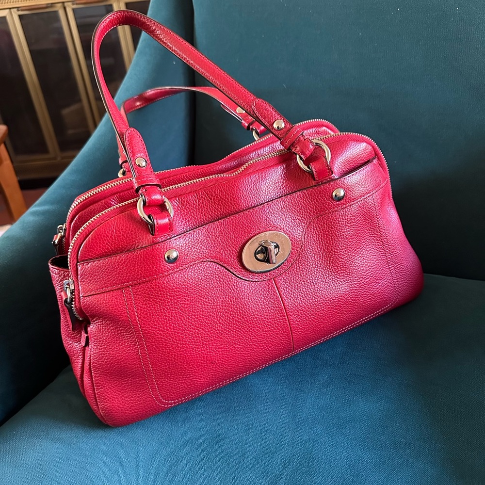 Coach Red Pebble Penelope Leather Satchel Shoulder Bag H1173-F16529